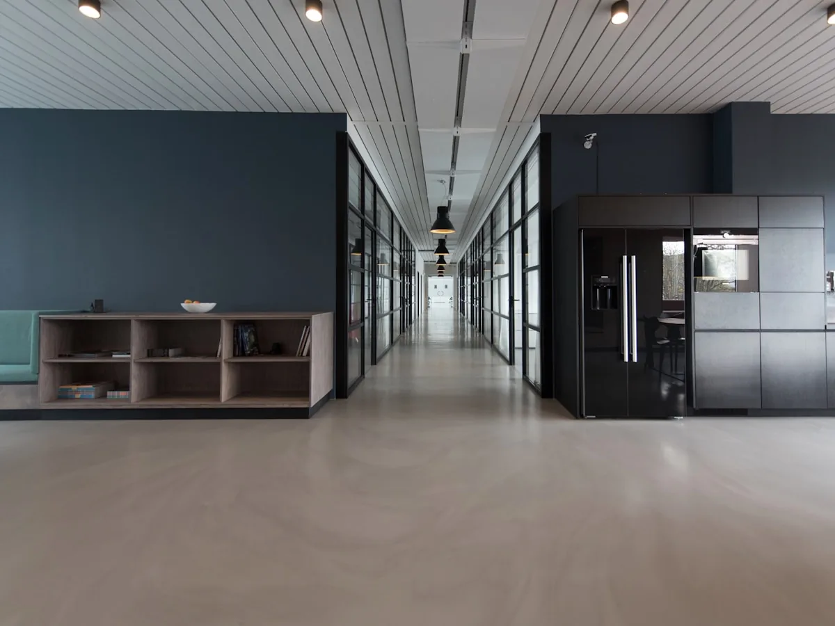 Modern startup office workspace with collaborative team setting