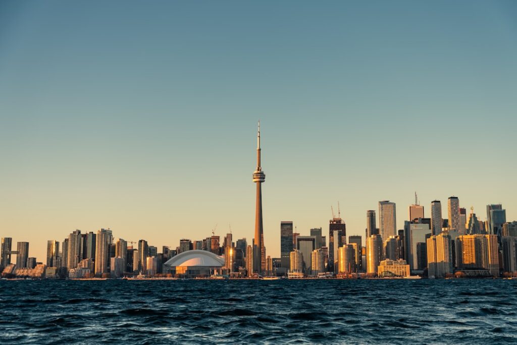 a view of a city skyline from a body of water