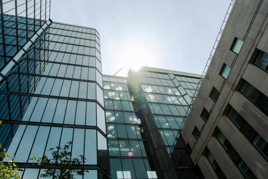 low angle photography of high rise building